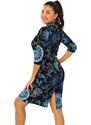 Himalife Košilové šaty Karina - černá s modrou Velikost: XL | Móda pro plnoštíhlé | Oblečení nadměrné velikosti