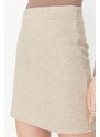Trendyol Beige A-line Stamp Fabric Mini Woven Skirt