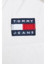 Péřová bunda Tommy Jeans dámská, bílá barva,