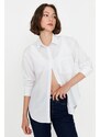 Trendyol White Boyfriend/Wide Fit Woven Shirt