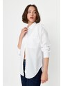 Trendyol White Boyfriend/Wide Fit Woven Shirt