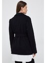 Vlněný kabát Calvin Klein černá barva,