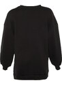 Trendyol Black Oversize/Wide fit with slits. Thick Fleece Inside Knitted Sweatshirt