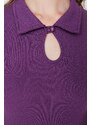 Trendyol Plum Polo Collar Corduroy Knitted Body with Snap fastener