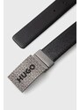 Kožený pásek s odnímatelnými přezkami HUGO pánský, černá barva
