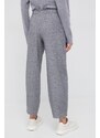 Kalhoty s příměsí vlny Emporio Armani dámské, šedá barva, široké, high waist