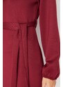 Trendyol Claret červený stojatý límec s kravatovým detailem Potápěčské pletené šaty