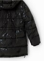 Černý holčičí zimní prošívaný kabát Desigual Letters - Holky