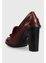 Kožené lodičky Tommy Hilfiger Tommy Twist High Heel Loafer vínová barva, na podpatku