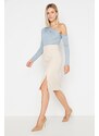Trendyol Beige Weave Midi Skirt