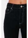 Trendyol černé prošívání detail s vysokým pasem máma džíny