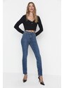 Trendyol Blue Shaping Effect Bootcut Jeans s vysokým pasem