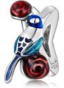 Royal Fashion stříbrný přívěsek Ptáček s květy SCC2192