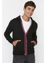 Trendyol Black Men's Regular Fit Hooded Cotton Sweatshirt with Pillow, and Cardigan