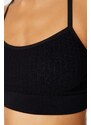 Trendyol Black Seamless/Seamless Back Detail Light Support/Shaping Knitted Sports Bra