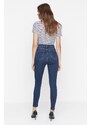 Trendyol tmavě modrý tvarující efekt s vysokým pasem úzké džíny