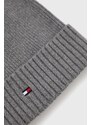 Čepice Tommy Hilfiger šedá barva, z tenké pleteniny