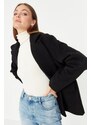 Trendyol černý širokoúhlý oversized knoflíkový zapínací stamp kabát