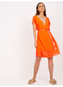 Fashionhunters Fluo oranžové vzdušné letní šaty jedné velikosti