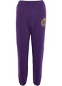 Trendyol Purple Loose Jogger Printed Knitted Sweatpants with Fleece Inside