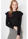 Trendyol Black Ruffle Detail Thessaloniki Basic Knitted Blouse