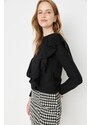 Trendyol Black Ruffle Detail Thessaloniki Basic Knitted Blouse