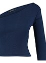 Trendyol Indigo Fitted Asymmetric Neck Open Shoulder Ribbed Flexible Knitted Blouse