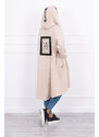 K-Fashion Pláštěnka oversize s kapucí béžová