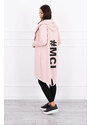 K-Fashion Pláštěnka oversize s potiskem tmavě pudrově růžová