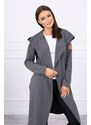 K-Fashion Dlouhý kabát s kapucí v grafitové barvě