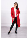 K-Fashion Dlouhý kabát s kapucí červený
