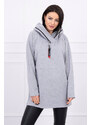 K-Fashion Tunika na zip s kapucí Oversize šedá