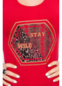 K-Fashion Halenka s potiskem Stay Wild red