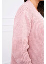 K-Fashion Svetr dlouhý kardigan pudrově růžový