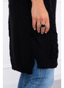 K-Fashion Svetr Cardigan kostkovaný černý