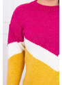 K-Fashion Geometrický vzorovaný svetr fuchsiová+hořčicová