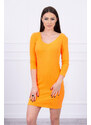 K-Fashion Přiléhavé šaty s oranžovým neonovým výstřihem