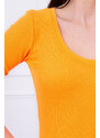 K-Fashion Přiléhavé šaty s oranžovým neonovým výstřihem