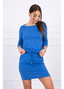 K-Fashion Viskózové šaty s vázáním v pase chrpově modré