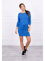 K-Fashion Viskózové šaty s vázáním v pase chrpově modré
