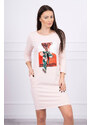K-Fashion Pozoruhodné pudrově růžové šaty s 3D grafikou