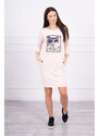 K-Fashion 3D kočičí grafické šaty pudrově růžové