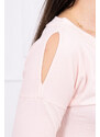 K-Fashion Šaty s grafickou a barevnou 3D mašlí pudrově růžové