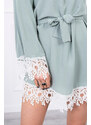 K-Fashion Krajkové šaty s vázáním v pase v mátové barvě