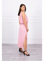 K-Fashion Boho šaty se záhyby pudrově růžové
