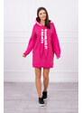 K-Fashion Oversize fuchsiové šaty s kapucí