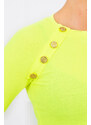 K-Fashion Šaty s ozdobnými knoflíky žluté neonové
