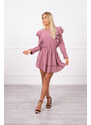 K-Fashion Šaty se svislými volány tmavě růžové