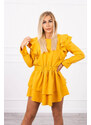 K-Fashion Šaty s vertikálními volány hořčicové barvy