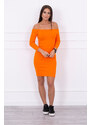 K-Fashion Pruhované vypasované šaty v oranžové barvě